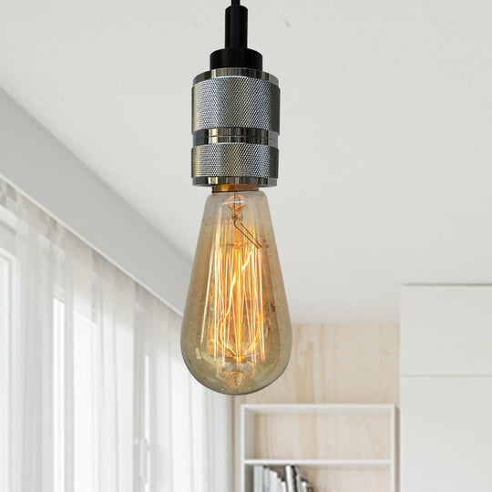 Copper/Black Industrial Pendant Light with Adjustable Cord and Exposed Bulb - Perfect for Restaurants