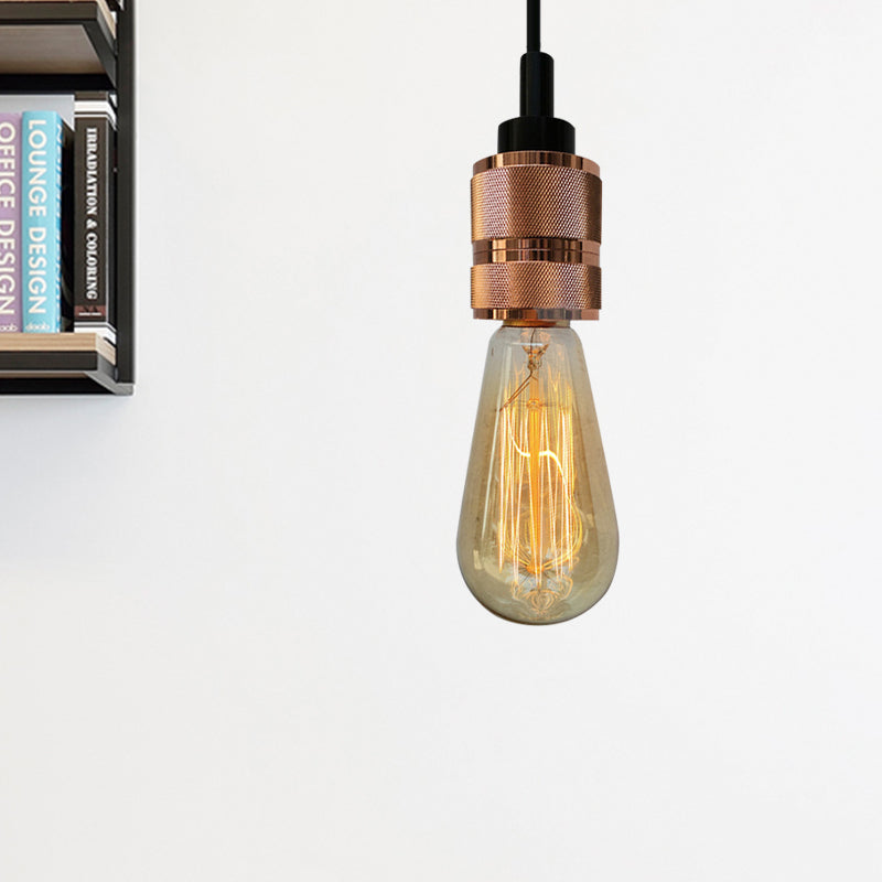 Copper/Black Industrial Pendant Light with Adjustable Cord and Exposed Bulb - Perfect for Restaurants