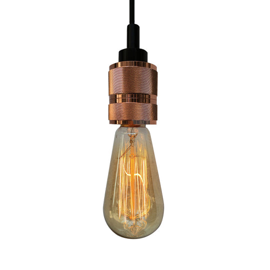 Copper/Black Industrial Pendant Light with Adjustable Cord and Exposed Bulb - Perfect for Restaurants