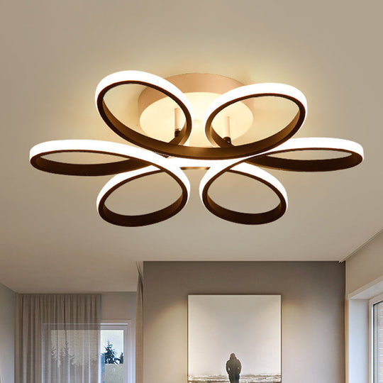 Modern Floral LED Black Flush Mount Light - 23"/29.5"/36" Wide Semi-Mount Ceiling Fixture