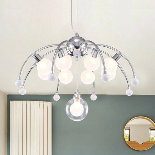 Modern Chrome Bubble Chandelier With White Glass And Led Lights - 6/9 Light Ceiling Fixture 9 /