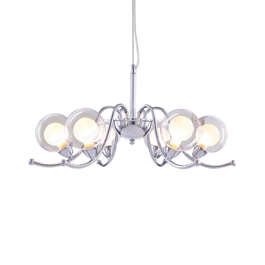 Contemporary Chrome Led Orb Chandelier With Clear Glass And Multi Lights Stylish Pendant Light