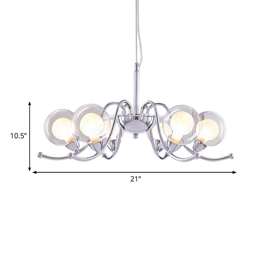 Contemporary Chrome Led Orb Chandelier With Clear Glass And Multi Lights Stylish Pendant Light