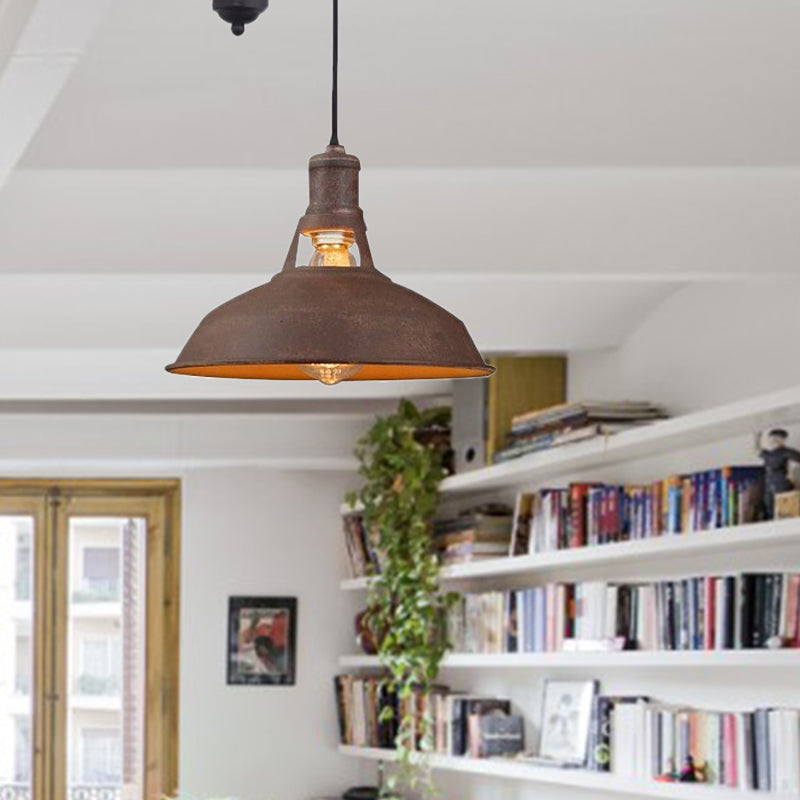 Farmhouse-Style Barn Pendant Ceiling Lamp - Rustic Hanging Light with Pulley for Bedroom