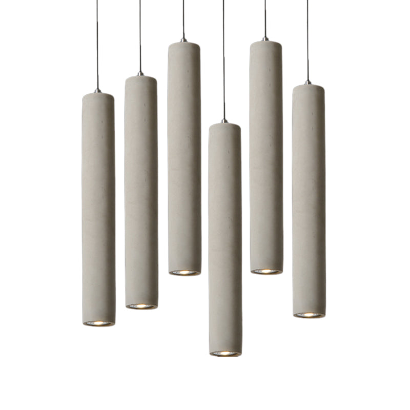 Tureis - Grey Concrete Cylinder Pendant Light Modernist Style 1 Light Living Room Hanging Light Fixture with Adjustable Cord in Grey