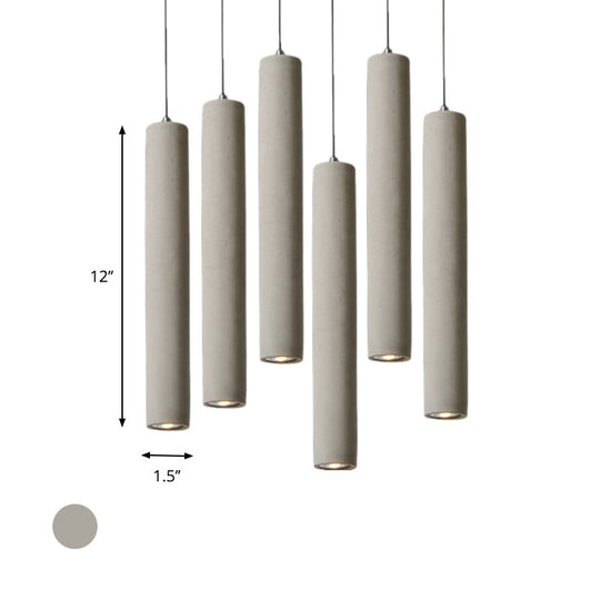 Tureis - Grey Concrete Cylinder Pendant Light Modernist Style 1 Light Living Room Hanging Light Fixture with Adjustable Cord in Grey