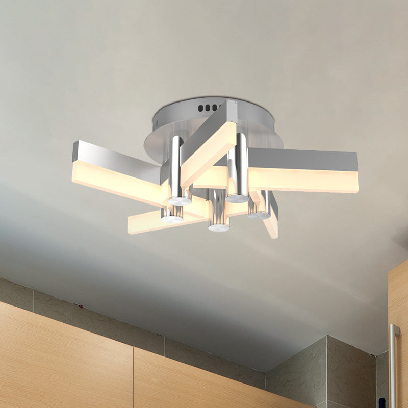 Semi-Mount Sputnik Ceiling Light with Acrylic Shade & Modern Silver Finish - Ideal for Indoor Spaces