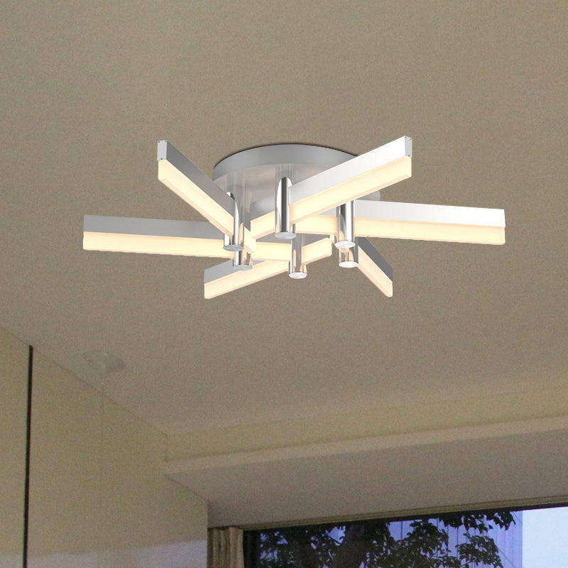 Semi-Mount Sputnik Ceiling Light with Acrylic Shade & Modern Silver Finish - Ideal for Indoor Spaces