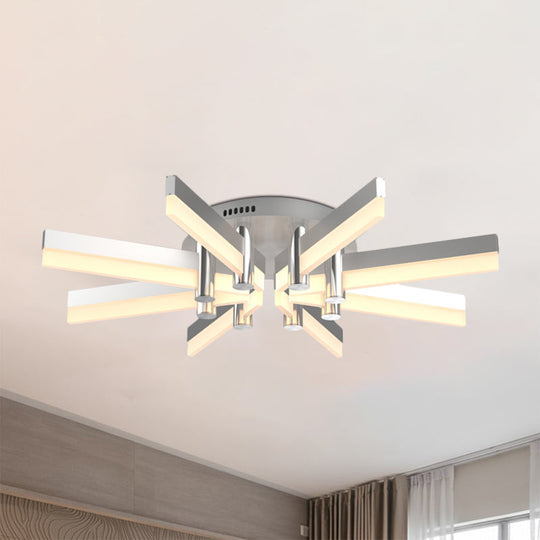 Semi-Mount Sputnik Ceiling Light with Acrylic Shade & Modern Silver Finish - Ideal for Indoor Spaces