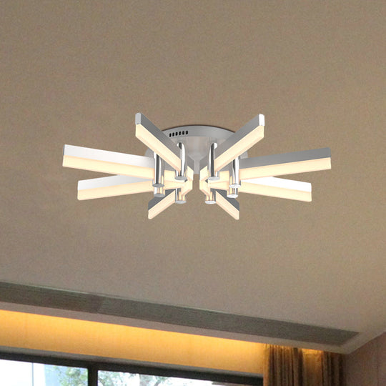 Semi-Mount Sputnik Ceiling Light with Acrylic Shade & Modern Silver Finish - Ideal for Indoor Spaces