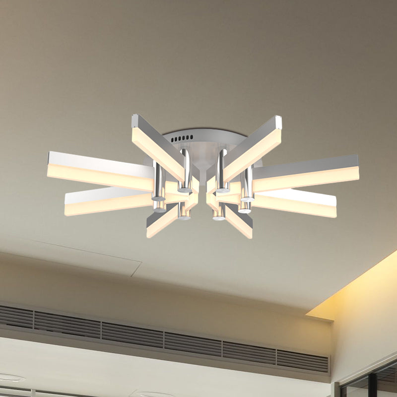 Semi-Mount Sputnik Ceiling Light with Acrylic Shade & Modern Silver Finish - Ideal for Indoor Spaces