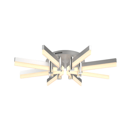 Semi-Mount Sputnik Ceiling Light with Acrylic Shade & Modern Silver Finish - Ideal for Indoor Spaces