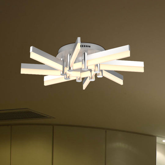 Semi-Mount Sputnik Ceiling Light with Acrylic Shade & Modern Silver Finish - Ideal for Indoor Spaces