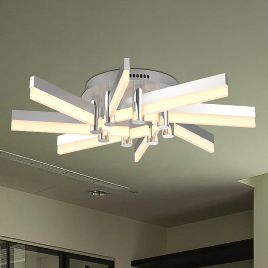 Semi-Mount Sputnik Ceiling Light with Acrylic Shade & Modern Silver Finish - Ideal for Indoor Spaces