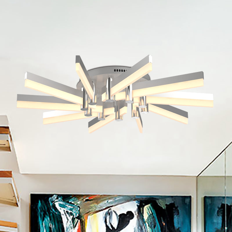 Semi-Mount Sputnik Ceiling Light with Acrylic Shade & Modern Silver Finish - Ideal for Indoor Spaces