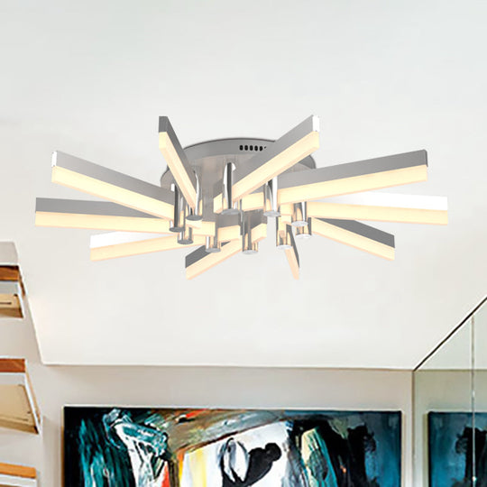 Semi-Mount Sputnik Ceiling Light With Acrylic Shade & Modern Silver Finish - Ideal For Indoor Spaces