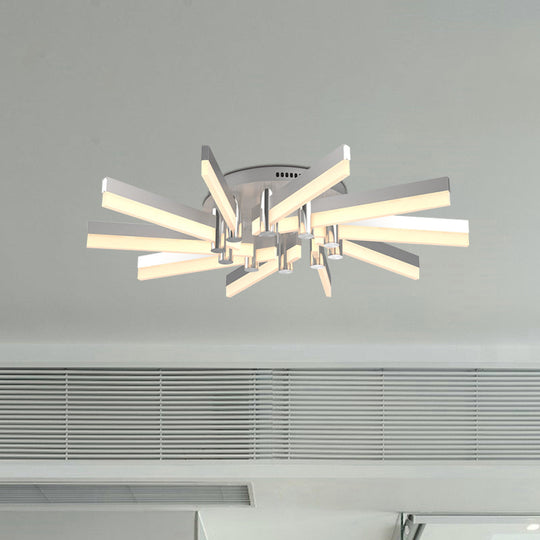 Semi-Mount Sputnik Ceiling Light with Acrylic Shade & Modern Silver Finish - Ideal for Indoor Spaces