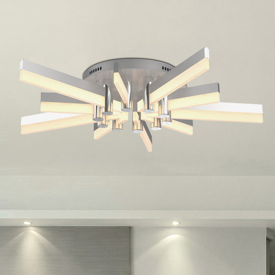 Semi-Mount Sputnik Ceiling Light with Acrylic Shade & Modern Silver Finish - Ideal for Indoor Spaces