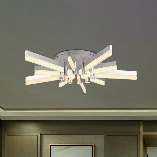 Semi-Mount Sputnik Ceiling Light with Acrylic Shade & Modern Silver Finish - Ideal for Indoor Spaces