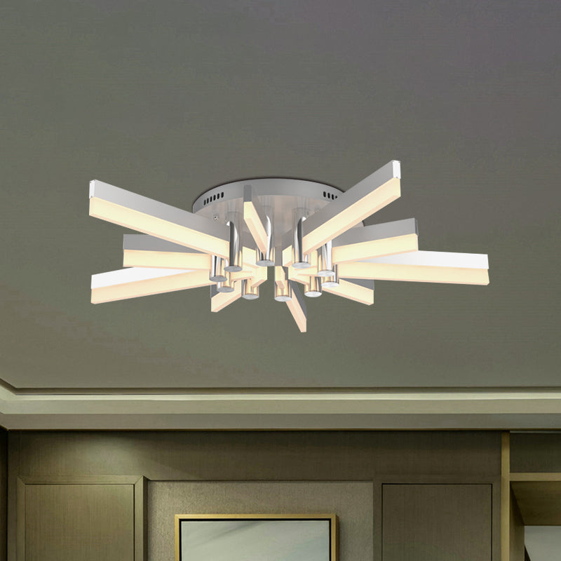 Semi-Mount Sputnik Ceiling Light With Acrylic Shade & Modern Silver Finish - Ideal For Indoor Spaces