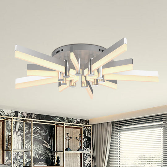 Semi-Mount Sputnik Ceiling Light with Acrylic Shade & Modern Silver Finish - Ideal for Indoor Spaces