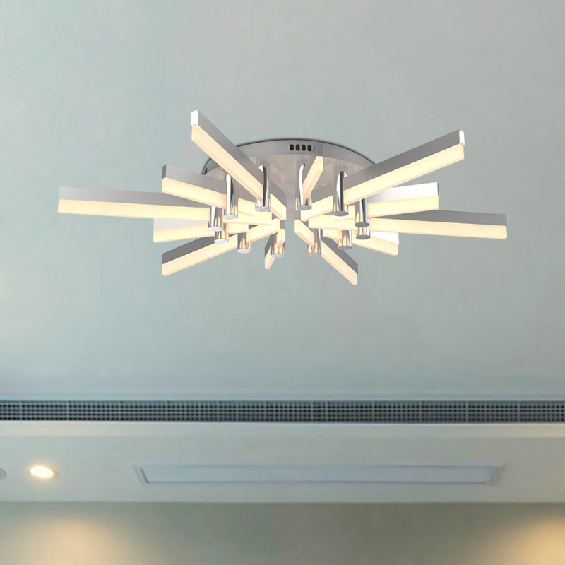 Semi-Mount Sputnik Ceiling Light with Acrylic Shade & Modern Silver Finish - Ideal for Indoor Spaces