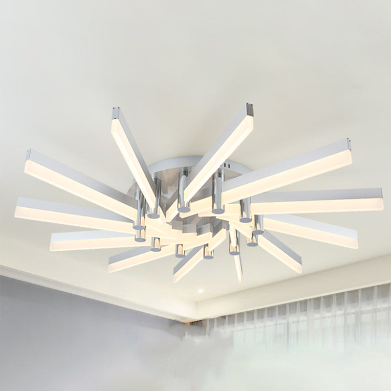 Semi-Mount Sputnik Ceiling Light with Acrylic Shade & Modern Silver Finish - Ideal for Indoor Spaces