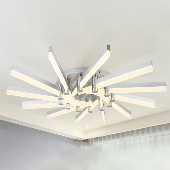 Semi-Mount Sputnik Ceiling Light With Acrylic Shade & Modern Silver Finish - Ideal For Indoor Spaces