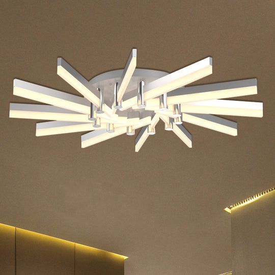 Semi-Mount Sputnik Ceiling Light With Acrylic Shade & Modern Silver Finish - Ideal For Indoor Spaces