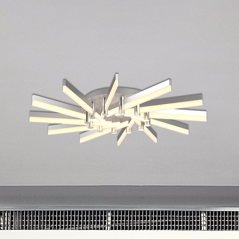 Semi-Mount Sputnik Ceiling Light With Acrylic Shade & Modern Silver Finish - Ideal For Indoor Spaces