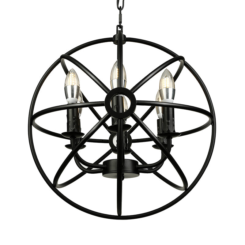 Antique Style Ball Cage Pendant Lighting - 4/5/6/8 Lights - Black Metal Light Fixture for Dining Room