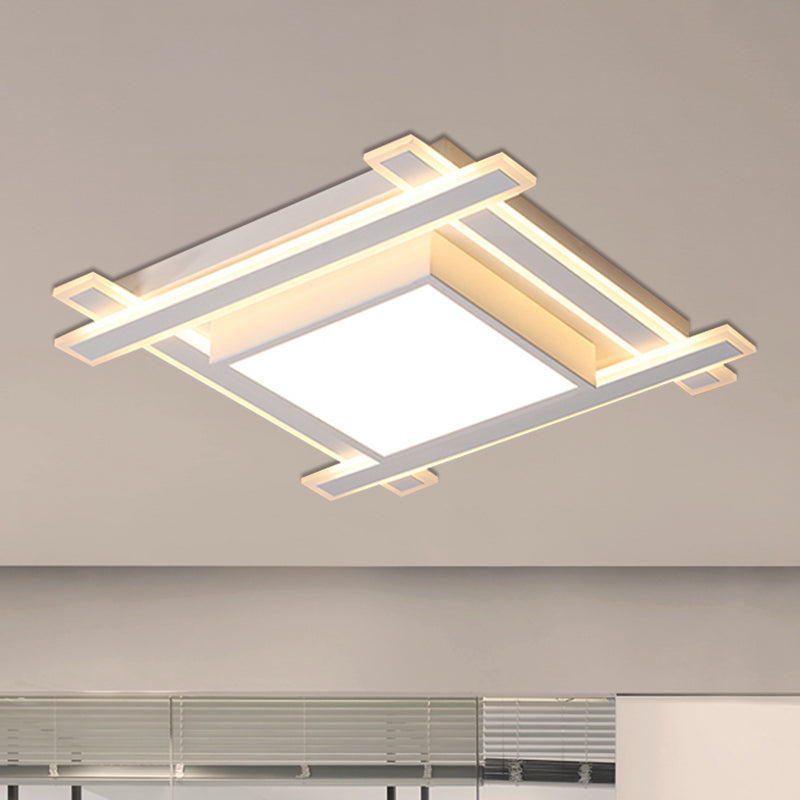 Minimalist Square Flush Pendant Light - 18/23.5 Width Led Acrylic Ceiling Fixture In Black/White