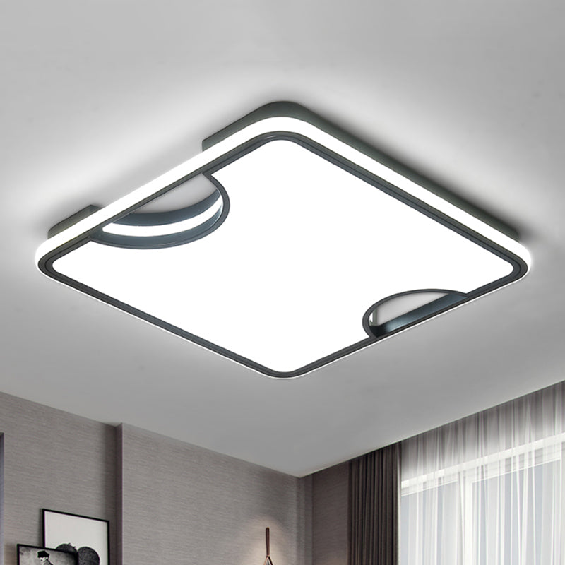 Sleek Square LED Acrylic Flush Mount Ceiling Light with Warm/White Lighting - Ideal for Living Room - Black Finish