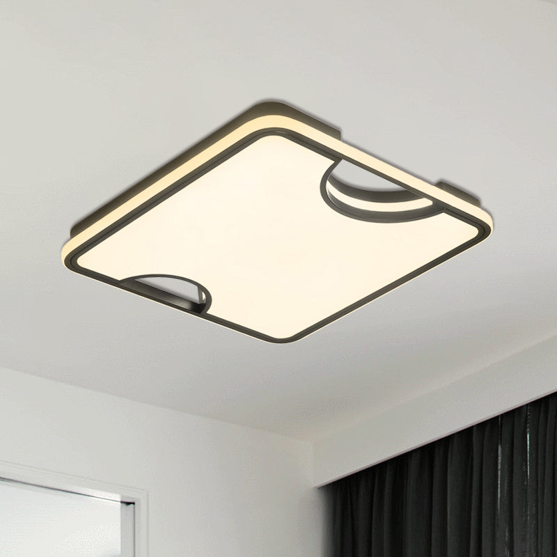 Sleek Square LED Acrylic Flush Mount Ceiling Light with Warm/White Lighting - Ideal for Living Room - Black Finish