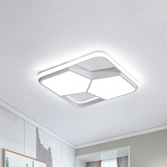 Geometric Led Ceiling Light In Black/White Acrylic - Contemporary Flush Mount Lamp For Bedroom With