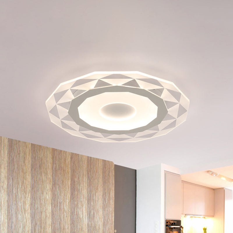 Plafonnier LED moderne pour salon avec abat-jour en acrylique en forme de losange - 16,5"/20,5"/24,5" de large - Plafonnier blanc à lumière chaude/blanche