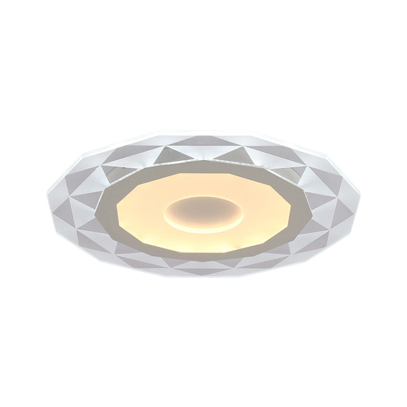 Modern Led Living Room Flush Mount Light With Diamond-Shaped Acrylic Shade - 16.5/20.5/24.5 Wide