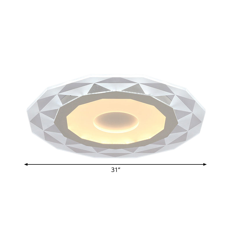 Modern Led Living Room Flush Mount Light With Diamond-Shaped Acrylic Shade - 16.5/20.5/24.5 Wide