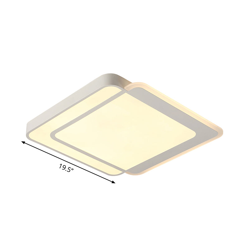 Modern Flush Mount Led Ceiling Light In White - Warm/White Lighting Square/Round Design