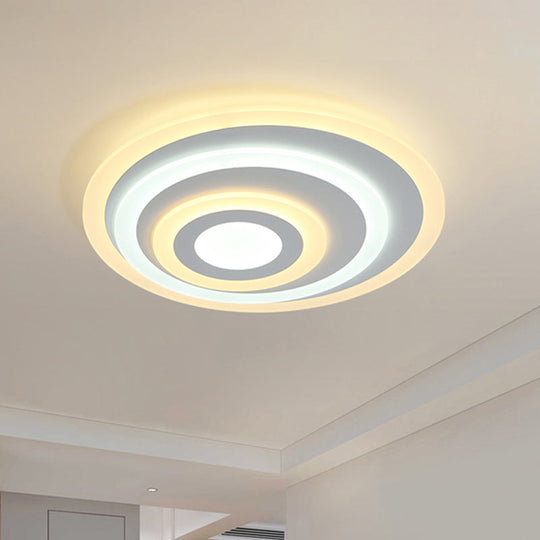 Ellipse Flushmount Acrylic Led Ceiling Fixture - 14/19.5/23.5 Wide White Warm/White Light