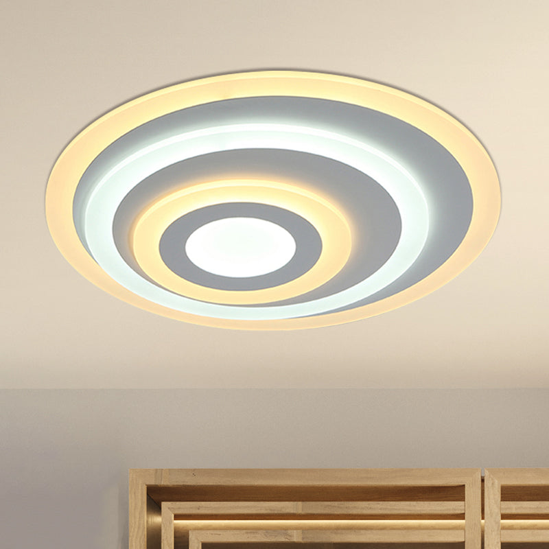 Ellipse Flushmount Acrylic Led Ceiling Fixture - 14/19.5/23.5 Wide White Warm/White Light