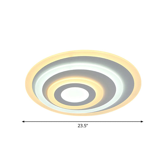 Plafonnier LED en acrylique à encastrer Ellipse - 14"/19,5"/23,5" de large, lumière blanche, chaude/blanche