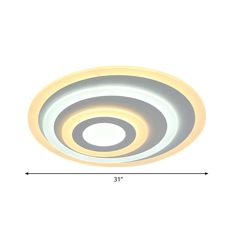 Plafonnier LED en acrylique à encastrer Ellipse - 14"/19,5"/23,5" de large, lumière blanche, chaude/blanche
