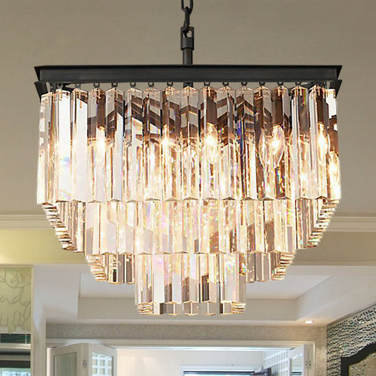 Modern 3/5/7-Tier Living Room Chandelier With Clear Crystal Shade And Led Suspension Pendant Various