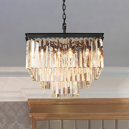 Modern 3/5/7-Tier Living Room Chandelier With Clear Crystal Shade And Led Suspension Pendant Various