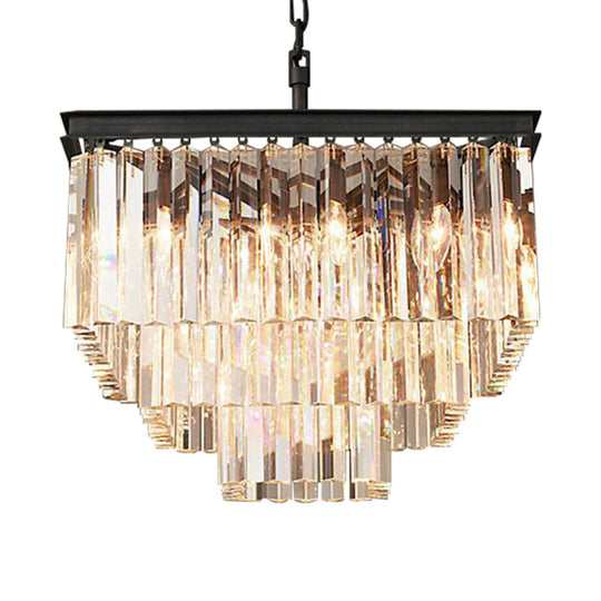 Modern 3/5/7-Tier Living Room Chandelier With Clear Crystal Shade And Led Suspension Pendant Various