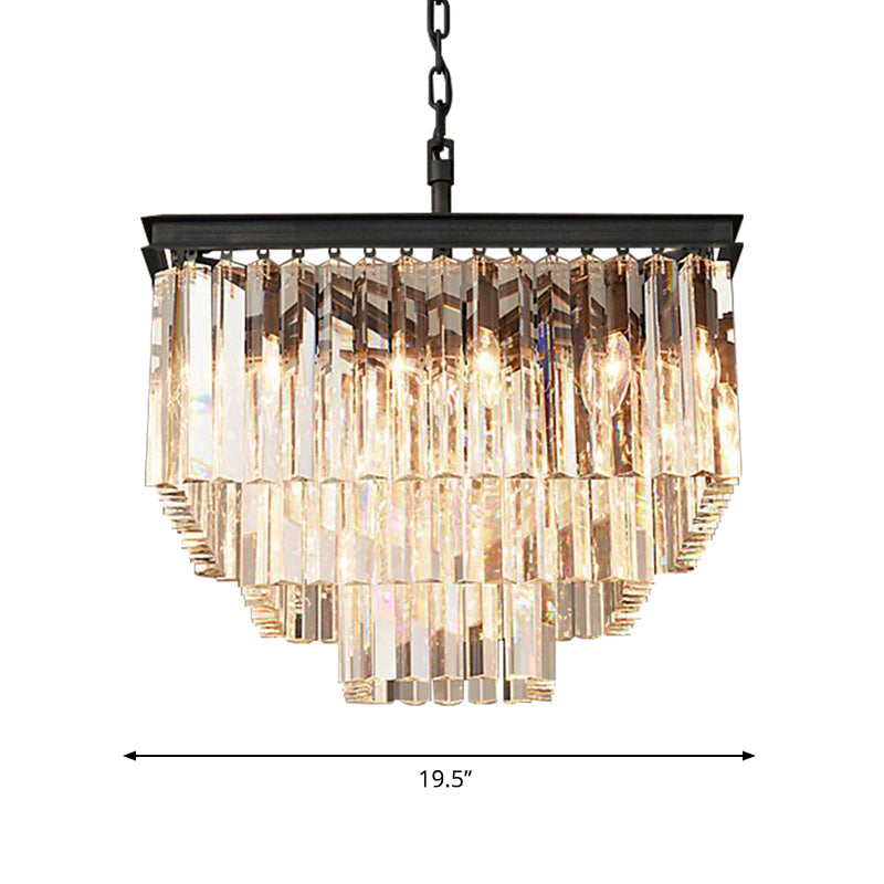 Modern 3/5/7-Tier Living Room Chandelier With Clear Crystal Shade And Led Suspension Pendant Various