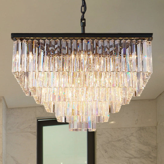 Modern 3/5/7-Tier Living Room Chandelier With Clear Crystal Shade And Led Suspension Pendant Various