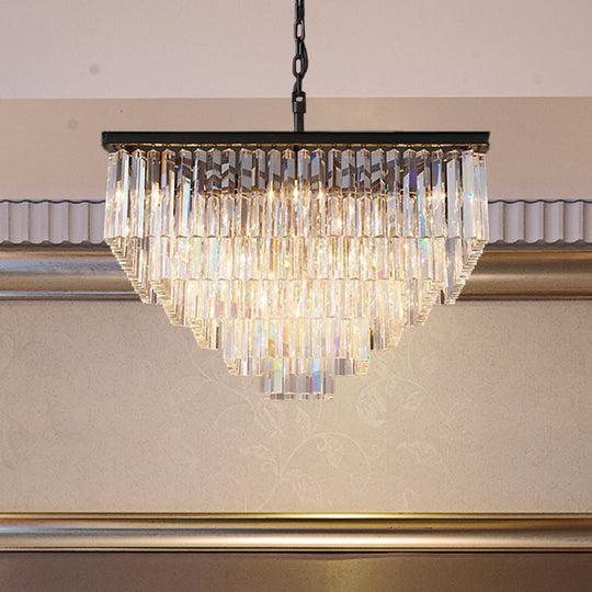 Modern 3/5/7-Tier Living Room Chandelier With Clear Crystal Shade And Led Suspension Pendant Various