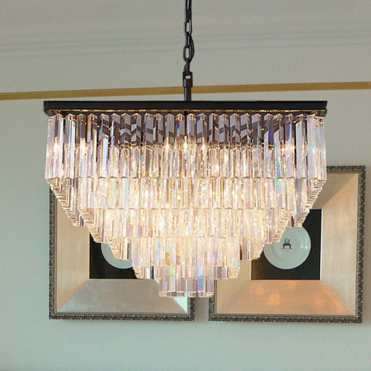 Modern 3/5/7-Tier Living Room Chandelier With Clear Crystal Shade And Led Suspension Pendant Various